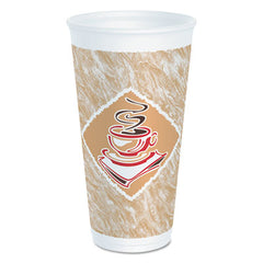 Dart® Café G® Foam Hot/Cold Cups, 20 oz, Brown/Red/White, 20/Pack