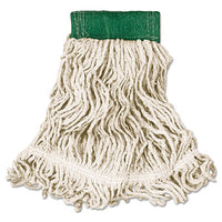 Rubbermaid® Commercial Super Stitch® Blend Mop, Cotton/Synthetic, Medium, Green/White Mop Heads-Wet - Office Ready