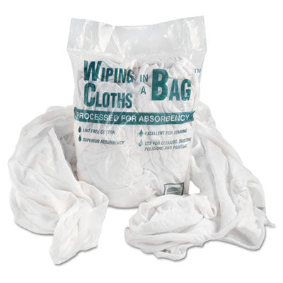 United Facility Supply Wiping Cloths in a Bag™, Cotton, White, 1lb Pack Towels & Wipes-Shop Towels and Rags - Office Ready