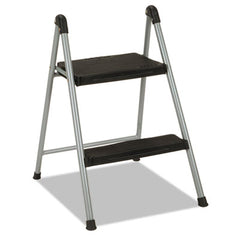 Cosco® Folding Step Stool, 2-Step, 200 lb Capacity, 16.9" Working Height, Platinum/Black