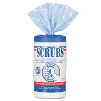 SCRUBS® Hand Cleaner Towels, 1-Ply, 10 x 12, Citrus, Blue/White, 30/Canister Hand/Body Wet Wipes - Office Ready