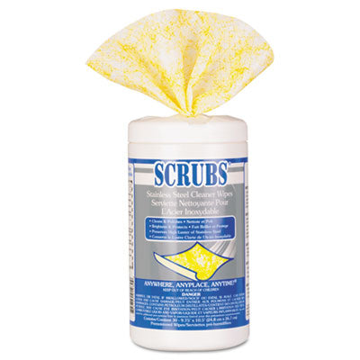 SCRUBS® Stainless Steel Cleaner Towels, 9 3/4 x 10 1/2, 30/Canister Towels & Wipes-Cleaner/Detergent Wet Wipe - Office Ready