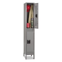 Tennsco Double Tier Locker, Single Stack, 12w x 18d x 78h, Medium Gray