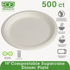 Eco-Products® Sugarcane Dinnerware, 10" dia, Natural White, 500/Carton Dinnerware-Plate, Bagasse - Office Ready