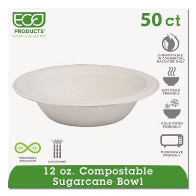 Eco-Products® Sugarcane Dinnerware, 12 oz, Natural White, 50/Packs Dinnerware-Bowl, Bagasse - Office Ready