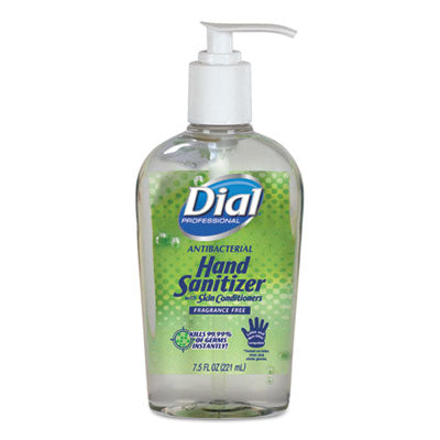 Dial® Professional Antibacterial Gel Hand Sanitizer, 7.5 oz, Pump Bottle, Fragrance-Free Hand Sanitizer Pump Bottles, Moisturizing Gel - Office Ready