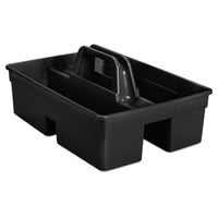 Rubbermaid® Commercial Executive Carry Caddy, Two Compartments, Plastic, 10.75 x 6.5, Black Tools/Supplies Carry Trays - Office Ready
