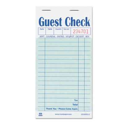 AmerCareRoyal® Guest Check Book, 17 Lines, Two-Part Carbon, 3.5 x 6.7, 50 Forms/Pad, 50 Pads/Carton Guest Checks - Office Ready