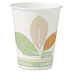 Dart® Bare® by Solo® Eco-Forward® PLA Paper Hot Cups, 8 oz, Leaf Design, White/Green/Orange, 50/Bag, 20 Bags/Carton