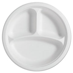 Chinet® PaperPro® Naturals® Molded Fiber Dinnerware, 3-Compartment, 10.25" dia, Natural, 125/Pack, 4 Packs/Carton