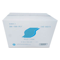 GEN Standard Bath Tissue, Septic Safe, 1-Ply, White, 1,500 Sheets/Roll, 60 Rolls/Carton Regular Roll Bath Tissues - Office Ready