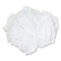 HOSPECO® New Bleached White T-Shirt Rags, Multi-Fabric, 25 lb Polybag Shop Towels and Rags - Office Ready
