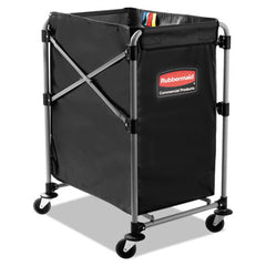 Rubbermaid® Commercial Collapsible X-Cart, Synthetic Fabric, 4.98 cu ft Bin, 20.33" x 24.1" x 34", Black/Silver
