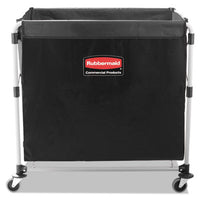 Rubbermaid® Commercial Collapsible X-Cart, Steel, Eight Bushel Cart, 24.1w x 35.7d x 34h, Black/Silver Carts & Stands-Laundry/Liner Cart - Office Ready