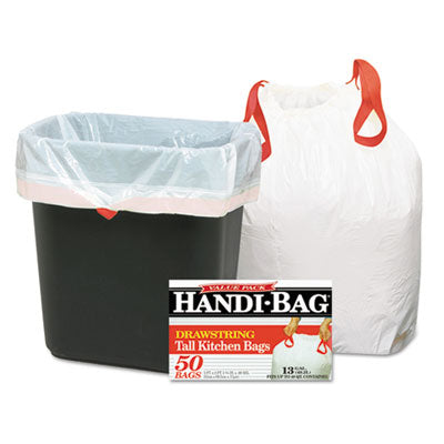 Handi-Bag Drawstring Kitchen Bags, 13 gal, 0.6 mil, 24