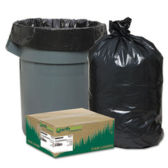 Earthsense® Commercial Linear Low Density Recycled Can Liners, 60 gal, 1.25 mil, 38" x 58", Black, 100/Carton