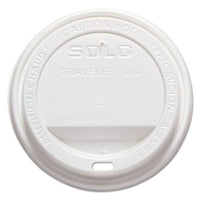 Dart® Traveler® Cappuccino Style Dome Lid, Polystyrene, Fits 10 oz to 24 oz Hot Cups, White, 100/Pack, 10 Packs/Carton Cup Lids-Hot Cup - Office Ready