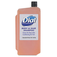 Dial® Professional Hair + Body Wash Refill for 1 L Liquid Dispenser, Neutral Scent, 1 L, 8/Carton Personal Soaps-Liquid Refill - Office Ready