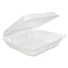Dart® Foam Hinged Lid Containers, 8 x 8 x 2.25, White, 200/Carton