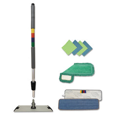 Adaptable Flat Mop Kit, 19.5 x 5.5 Blue Microfiber Head, 48 to 72