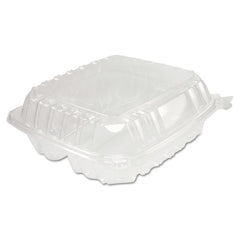 Dart® ClearSeal® Hinged-Lid Plastic Containers, 8.25 x 8.25 x 3, Clear, 125/Pack, 2 Packs/Carton