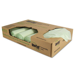 Heritage Biotuf?« Compostable Can Liners, 48 gal, 1 mil, 42" x 48", Green, 20 Bags/Roll, 5 Rolls/Carton