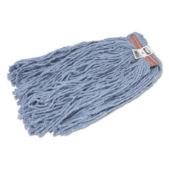 Rubbermaid® Commercial Non-Launderable Cotton/Synthetic Cut-End Wet Mop Heads, Cotton/Synthetic, Blue, 20 oz, 1" Headband, 12/Carton