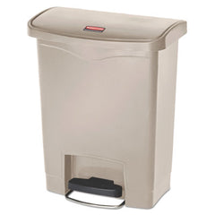 Rubbermaid® Commercial Slim Jim® Streamline® Resin Step-On Container, Front Step Style, 8 gal, Polyethylene, Beige