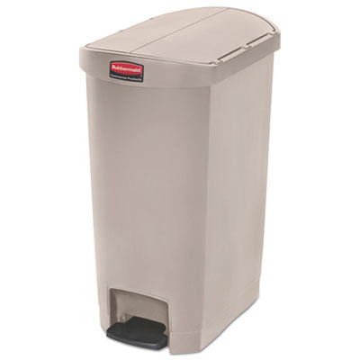 Rubbermaid® Commercial Streamline® Resin Step-On Container, End Step Style, 13 gal, Polyethylene, Beige Indoor All-Purpose Waste Bins - Office Ready