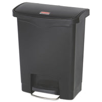 Rubbermaid® Commercial Slim Jim® Streamline® Resin Step-On Container, Front Step Style, 8 gal, Polyethylene, Black Indoor All-Purpose Waste Bins - Office Ready