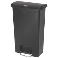 Rubbermaid® Commercial Streamline® Resin Step-On Container, Front Step Style, 13 gal, Polyethylene, Black Indoor All-Purpose Waste Bins - Office Ready