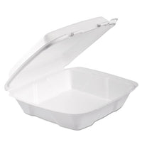 Dart® Foam Hinged Lid Containers, Performer Perforated Lid, 9 x 9.4 x 3, White, 100/Bag, 2 Bag/Carton Food Containers-Takeout Clamshell, Foam - Office Ready
