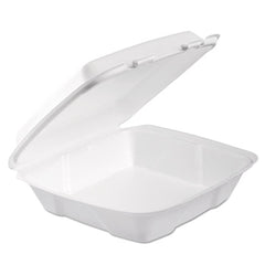 Dart® Foam Hinged Lid Containers, Performer Perforated Lid, 9 x 9.4 x 3, White, 100/Bag, 2 Bag/Carton