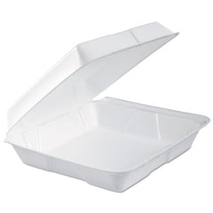 Dart® Foam Hinged Lid Containers, Performer Perforated Lid, 9.3 x 9.5 x 3, White, 100/Bag, 2 Bag/Carton