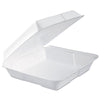 Dart® Foam Hinged Lid Containers, Performer Perforated Lid, 9.3 x 9.5 x 3, White, 100/Bag, 2 Bag/Carton Takeout Food Containers - Office Ready