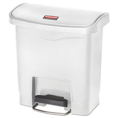 Rubbermaid® Commercial Slim Jim® Streamline® Resin Step-On Container, Front Step Style, 4 gal, Polyethylene, White