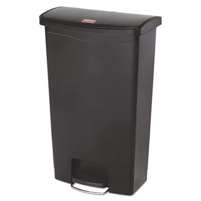 Rubbermaid® Commercial Streamline® Resin Step-On Container, Front Step Style, 18 gal, Polyethylene, Black Indoor All-Purpose Waste Bins - Office Ready