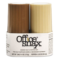 Office Snax® Salt & Pepper Set, 4 oz Salt, 1.5 oz Pepper, Two-Shaker Set Food-Condiment - Office Ready