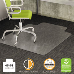 deflecto® DuraMat® Moderate Use Chair Mat for Low Pile Carpeting, 45 x 53, Wide Lipped, Clear