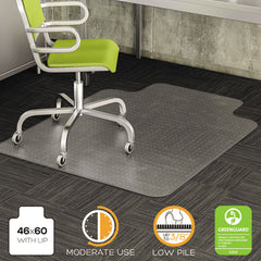 deflecto® DuraMat® Moderate Use Chair Mat for Low Pile Carpeting, 46 x 60, Wide Lipped, Clear