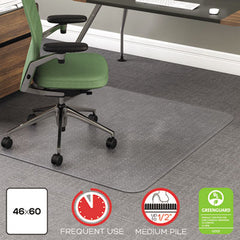 deflecto® RollaMat® Frequent Use Chair Mat for Medium Pile Carpeting, Medium Pile Carpet, Flat, 46 x 60, Rectangle, Clear