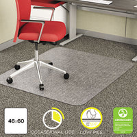 deflecto® EconoMat® Occasional Use Chair Mat for Commercial Flat Pile Carpeting, Low Pile Carpet, Flat, 46 x 60, Rectangle, Clear Mats-Chair Mat - Office Ready