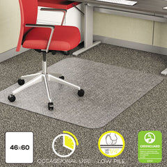 deflecto® EconoMat® Occasional Use Chair Mat for Commercial Flat Pile Carpeting, Low Pile Carpet, Flat, 46 x 60, Rectangle, Clear
