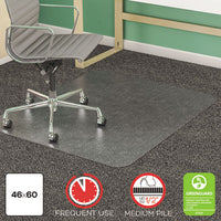 deflecto® SuperMat Frequent Use Chair Mat for Medium Pile Carpeting, Medium Pile Carpet, Flat, 46 x 60, Rectangle, Clear Mats-Chair Mat - Office Ready