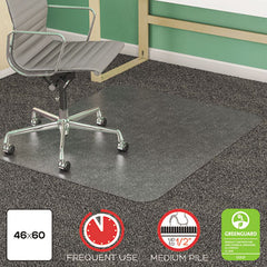 deflecto® SuperMat Frequent Use Chair Mat for Medium Pile Carpeting, Medium Pile Carpet, Flat, 46 x 60, Rectangle, Clear