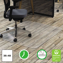 deflecto® Clear All Day Use Chair Mat, 36 x 48, Rectangular, Clear