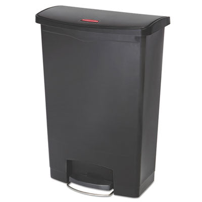 Rubbermaid® Commercial Slim Jim® Resin Step-On Container, Front Step Style, 24 gal, Black Waste Receptacles-Indoor All-Purpose Waste Bins - Office Ready