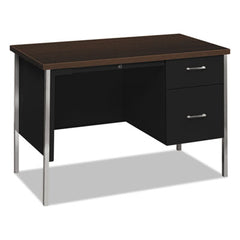 HON® 34000 Series Single Pedestal Desk, 45.25" x 24" x 29.5", Mocha/Black