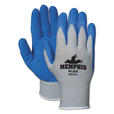 MCR™ Safety Flex Latex Gloves, Small, Blue/Gray, Dozen Gloves-Work, Coated - Office Ready
