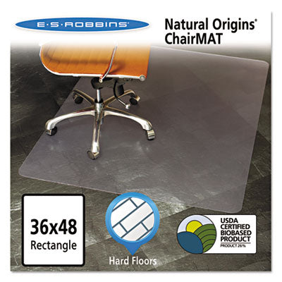 ES Robbins® Natural Origins® Biobased Chair Mat for Hard Floors, 36 x 48, Clear Mats-Chair Mat - Office Ready